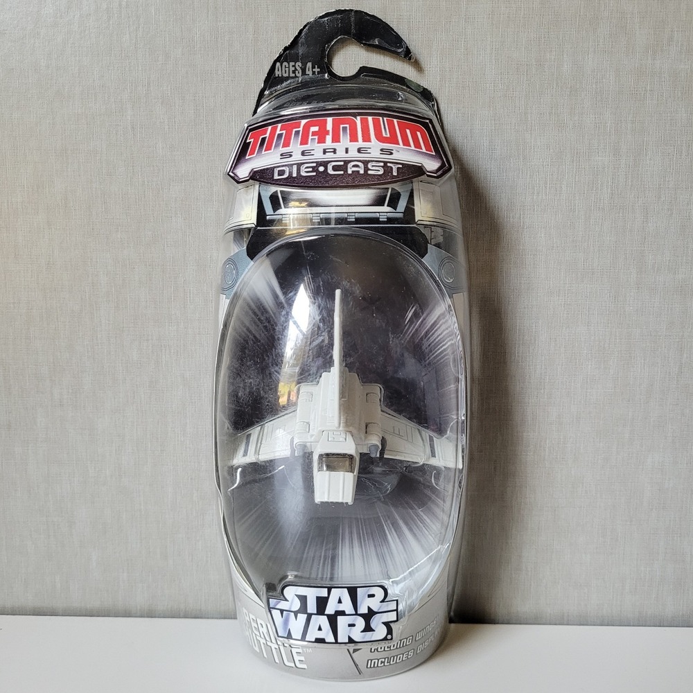 Star Wars Titanium Series Die Cast Imperial Shuttle Folding Wings Display Stand